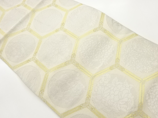 亀甲に花丸文様模様織出し名古屋帯